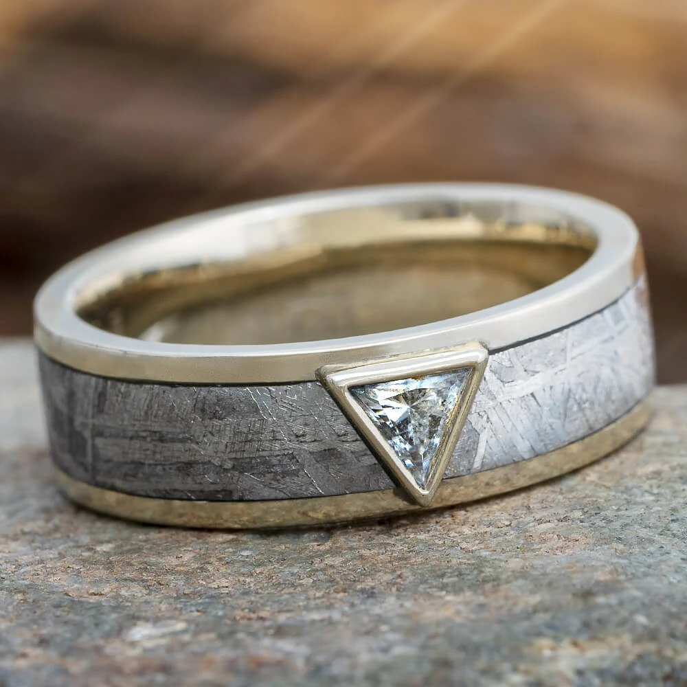 Meteorite & Diamond Wedding Band 3 Meteorite & Diamond Wedding Band