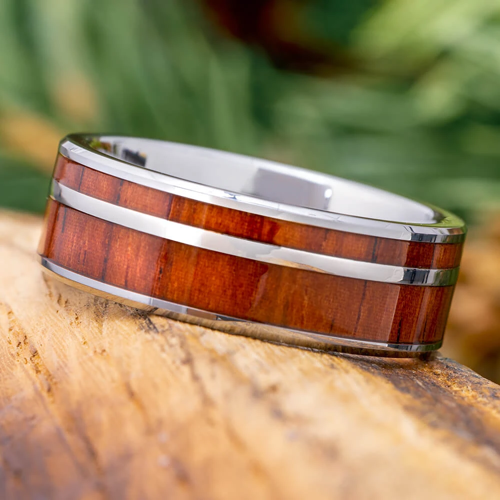 Tungsten And Honduran Rosewood Wedding Band With Pinstripe 3 Tungsten And Honduran Rosewood Wedding Band With Pinstripe