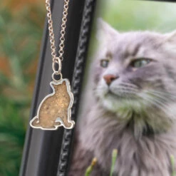 Cat Memorial Necklace With Ashes
