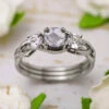 Meteorite Stone Engagement Ring With Moissanite Accents