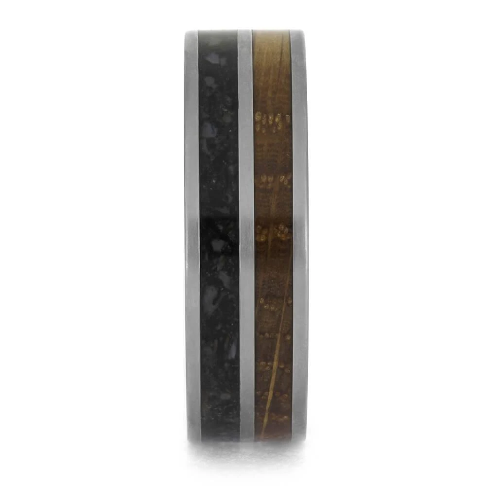 Whiskey Barrel Oak Wood & Dinosaur Bone Men's Wedding Band 5 Whiskey Barrel Oak Wood & Dinosaur Bone Men's Wedding Band - Image 3
