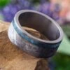 Meteorite Men's Wedding Band With Turquoise In Brushed Titanium -Johan Jewelry Shop E3291CrushedArtCropped 3