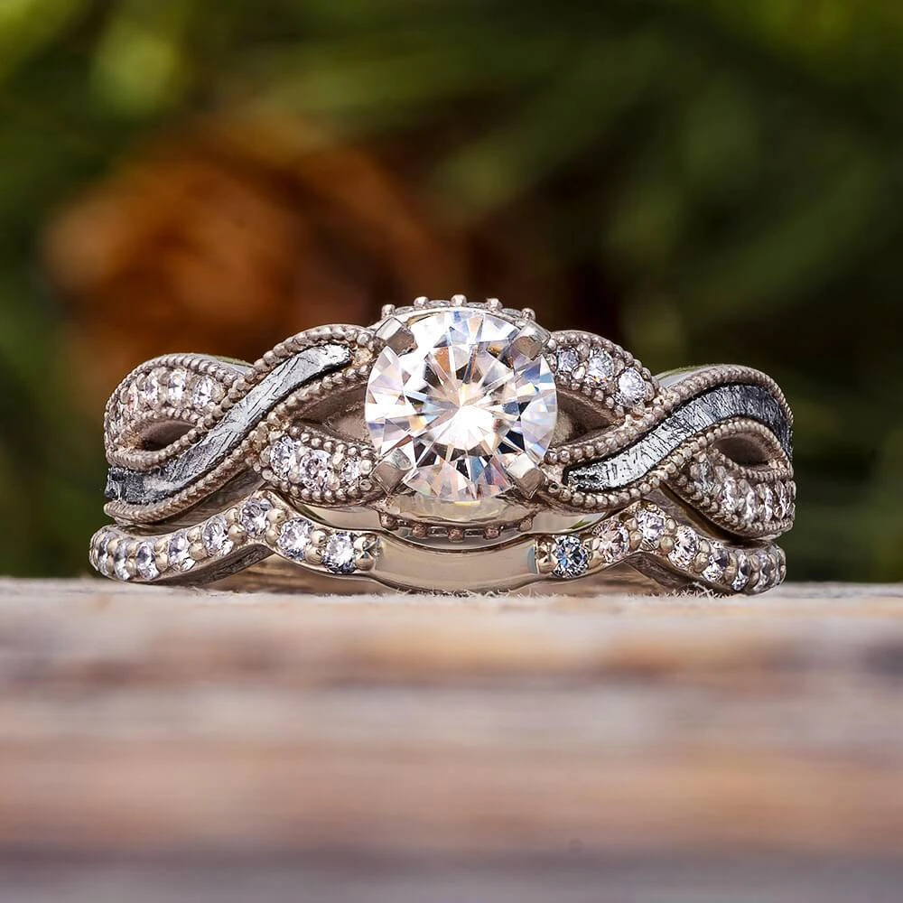 Meteorite Bridal Set With Diamond Twist Design 9 Meteorite Bridal Set With Diamond Twist Design - Image 7