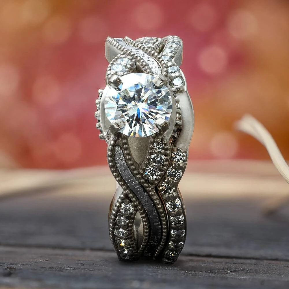 Meteorite Bridal Set With Diamond Twist Design 10 Meteorite Bridal Set With Diamond Twist Design - Image 8