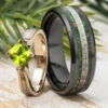 Green Wedding Ring Set With Peridot Engagement Ring And Meteorite -Johan Jewelry Shop E3362WG10 2150BCArtCropped 1 5