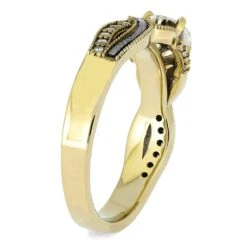 Meteorite Engagement Ring With Yellow Gold & Diamonds -Johan Jewelry Shop E3378YG 3