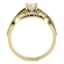 Meteorite Engagement Ring With Yellow Gold & Diamonds -Johan Jewelry Shop E3378YG 4