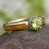 Peridot Engagement Ring With Diamond Lotus And Black Ash Burl Wood -Johan Jewelry Shop E3402WGArtMayCropped 2