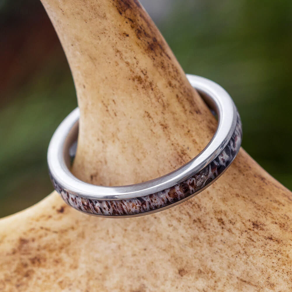 Thin Deer Antler Women's Wedding Ring 3 Thin Deer Antler Women's Wedding Ring