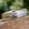 Unique Meteorite Men's Wedding Band, Two-Tone Gold Ring -Johan Jewelry Shop E3470ArtCropped 4