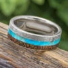 Turquoise, Meteorite & Dinosaur Bone Men's Wedding Band 2 Turquoise, Meteorite & Dinosaur Bone Men's Wedding Band -Johan Jewelry Shop E3501ArtCropped 1