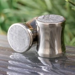 Meteorite And Titanium Ear Gauges, Metal Plugs Sizes 00g And Larger -Johan Jewelry Shop E3516 METArt01 2024Cropped 1 2