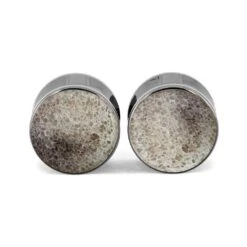 Rustic Deer Antler Ear Plugs, Titanium Gauges -Johan Jewelry Shop E3516TI AN 3