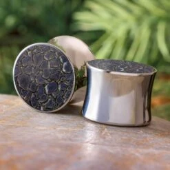 Dinosaur Bone Ear Gauges, Titanium Plugs Sizes 00g And Larger