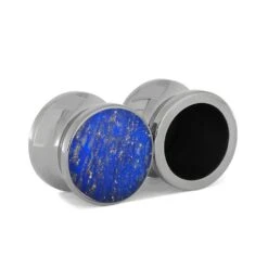 Lapis Lazuli Ear Gauges, Blue Titanium Plugs -Johan Jewelry Shop E3516TI LA 2