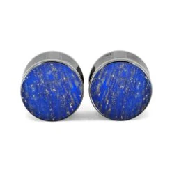 Lapis Lazuli Ear Gauges, Blue Titanium Plugs -Johan Jewelry Shop E3516TI LA 3