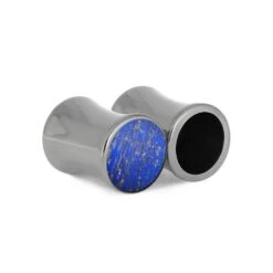 Lapis Lazuli Ear Gauges, Blue Titanium Plugs -Johan Jewelry Shop E3516TI LA 4