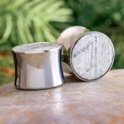 Meteorite And Titanium Ear Gauges, Metal Plugs Sizes 00g And Larger
