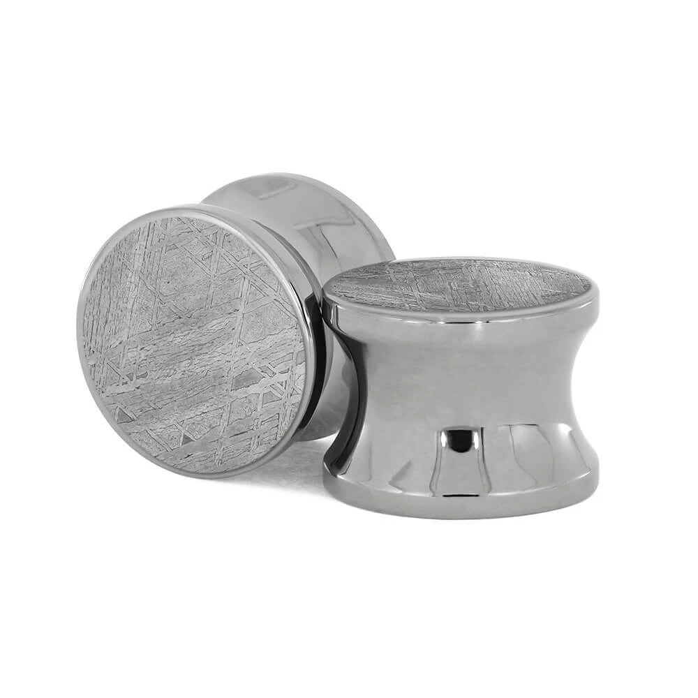 Hefty 5/8" Meteorite Ear Gauges With Titanium Casing 3 Hefty 5/8" Meteorite Ear Gauges With Titanium Casing