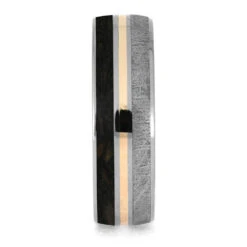 Meteorite And Fossil Wedding Band With Rose Gold Pinstripe 10 Meteorite And Fossil Wedding Band With Rose Gold Pinstripe -Johan Jewelry Shop E3517DinoRG 2