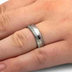 Opal And Meteorite Ring With Rose Gold Pinstripe -Johan Jewelry Shop E3517HandshotOP17 0b5a95fc d512 4c42 bb21 6ab1fa31ec74