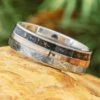 Meteorite And Fossil Wedding Band With Rose Gold Pinstripe -Johan Jewelry Shop E3517RGCropped 2