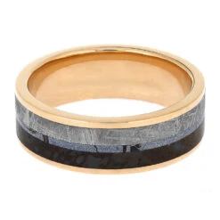 Mokume, Meteorite & Dinosaur Bone Men's Wedding Band -Johan Jewelry Shop E3559RG 4