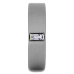 Baguette Sapphire Wedding Ring For Men, Titanium Band -Johan Jewelry Shop E3565 2