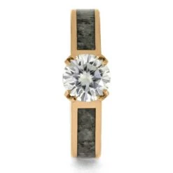 Moissanite Solitaire With Antler Inlay In Rose Gold -Johan Jewelry Shop E3571RG 2