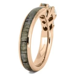 Rose Gold Engagement Ring With Deer Antler -Johan Jewelry Shop E3613RG 3