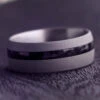 Sandblasted Titanium Ring With Ebony Wood Pinstripe -Johan Jewelry Shop E3634ArtCropped 5