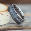 Pearl Men's Wedding Band With Dinosaur Bone & Meteorite -Johan Jewelry Shop E3718YoungArtCropped 11