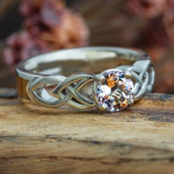 Morganite Engagement Ring With Honduran Rosewood Inlay