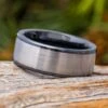 Black Ceramic & Brushed Titanium Men's Wedding Band -Johan Jewelry Shop E3759ArtCropped 2