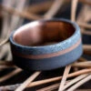 Men's Meteorite Wedding Ring With Rose Gold And Sandblasted Titanium -Johan Jewelry Shop E3763ArtCropped 9