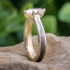 Marquise Engagement Ring In Polished Gold With Meteorite -Johan Jewelry Shop E3827WGArtMarchCropped 2 3