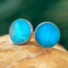 Genuine Turquoise Stud Earrings In Sterling Silver -Johan Jewelry Shop E3854Art12 2022Cropped 2