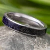 Blue Goldstone Ring, Sparkling Sky Wedding Band -Johan Jewelry Shop E3901GoldstoneArtCropped 4 5