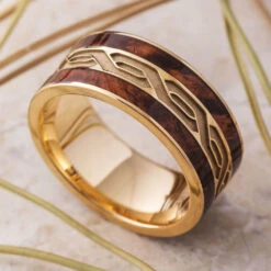 Celtic Wedding Band With Wood