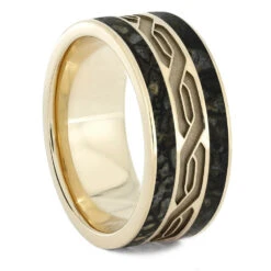 Dinosaur Bone Wedding Band With Celtic Pattern -Johan Jewelry Shop E3932WG 1