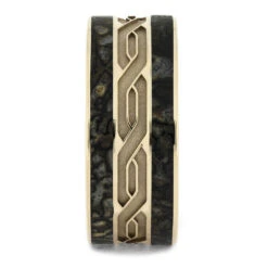 Dinosaur Bone Wedding Band With Celtic Pattern -Johan Jewelry Shop E3932WG 2