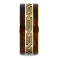Celtic Wedding Band With Wood -Johan Jewelry Shop E3932YG 2