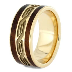 Celtic Wedding Band With Wood -Johan Jewelry Shop E3932YG 3