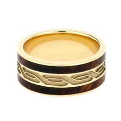Celtic Wedding Band With Wood -Johan Jewelry Shop E3932YG 4