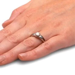 Fossil Engagement Ring With Meteorite In Rose Gold -Johan Jewelry Shop E3968RGHandshot