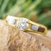Gold Engagement Ring With Dinosaur Bone And Meteorite -Johan Jewelry Shop E3968YGArtCropped 2