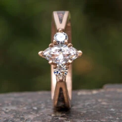 Marquise Cut Moissanite Engagement Ring With Dinosaur Bone Inlay -Johan Jewelry Shop E3989ArtMarchCropped 2