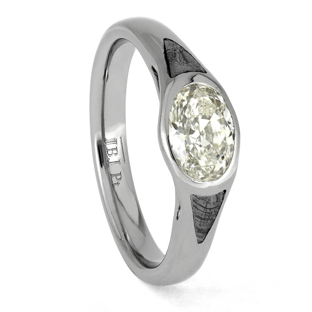 Oval Diamond Engagement Ring With Meteorite Accent 4 Oval Diamond Engagement Ring With Meteorite Accent - Image 2