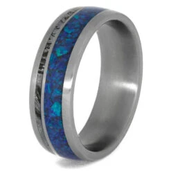 Opal Wedding Band, White Mokume Ring In Matte Titanium -Johan Jewelry Shop E4010New 3