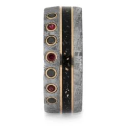 Meteorite Wedding Band With Stardust And Gemstones -Johan Jewelry Shop E4040Whitlock 2
